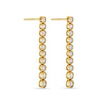 1.0 TCW Round Cut Moissanite Bezel Dangle Earrings in Gold 4