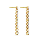 1.0 TCW Round Cut Moissanite Bezel Dangle Earrings in Gold 4