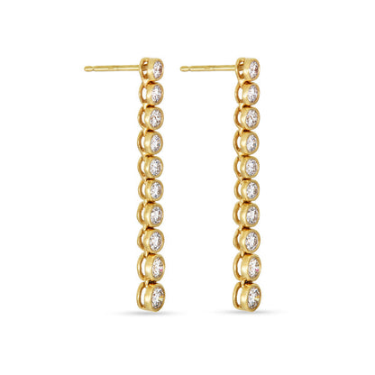 1.0 TCW Round Cut Moissanite Bezel Dangle Earrings in Gold 4