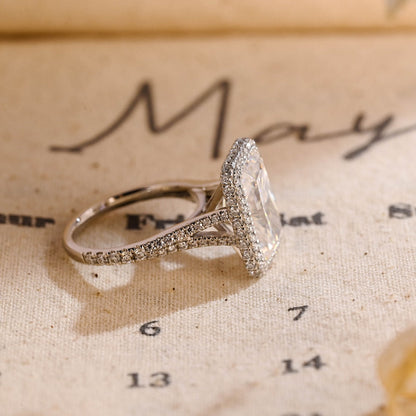 Stunning 5.0 CT Radiant Moissanite Engagement Ring with Halo & Pave Design 4