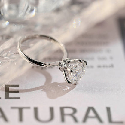 Stunning 2.0 CT Round Moissanite Engagement Ring with Hidden Halo Design 2