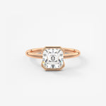 Asscher Half Bezel Lab Grown Diamond Engagement Ring
