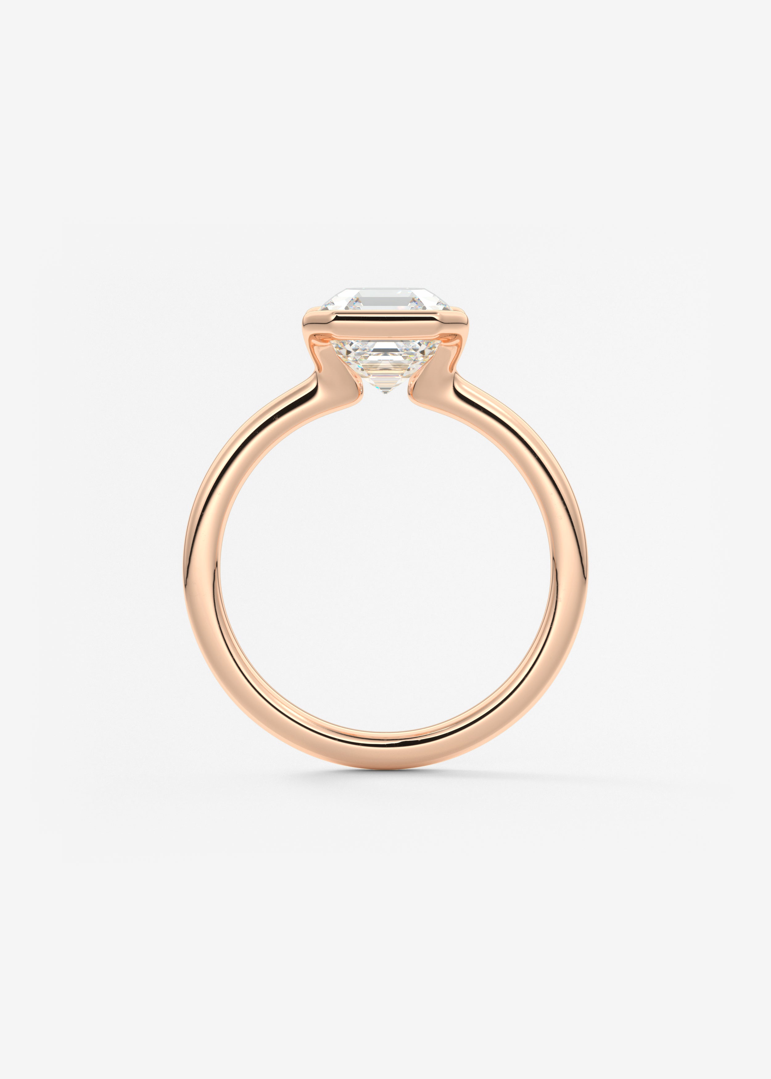 Asscher Half Bezel Lab Grown Diamond Engagement Ring