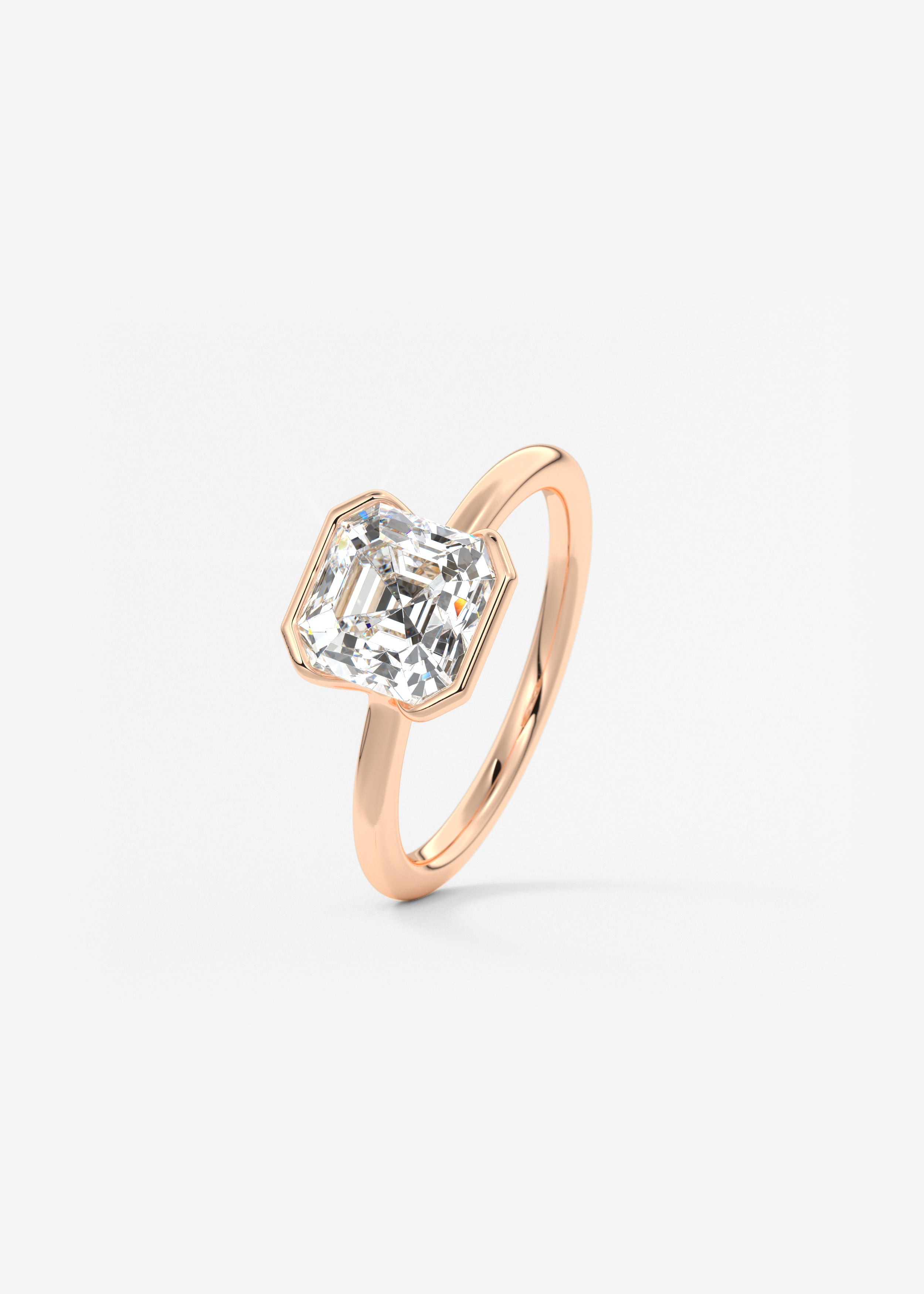 Asscher Half Bezel Lab Grown Diamond Engagement Ring