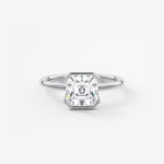 Asscher Half Bezel Lab Grown Diamond Engagement Ring
