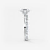 Asscher Half Bezel Lab Grown Diamond Engagement Ring