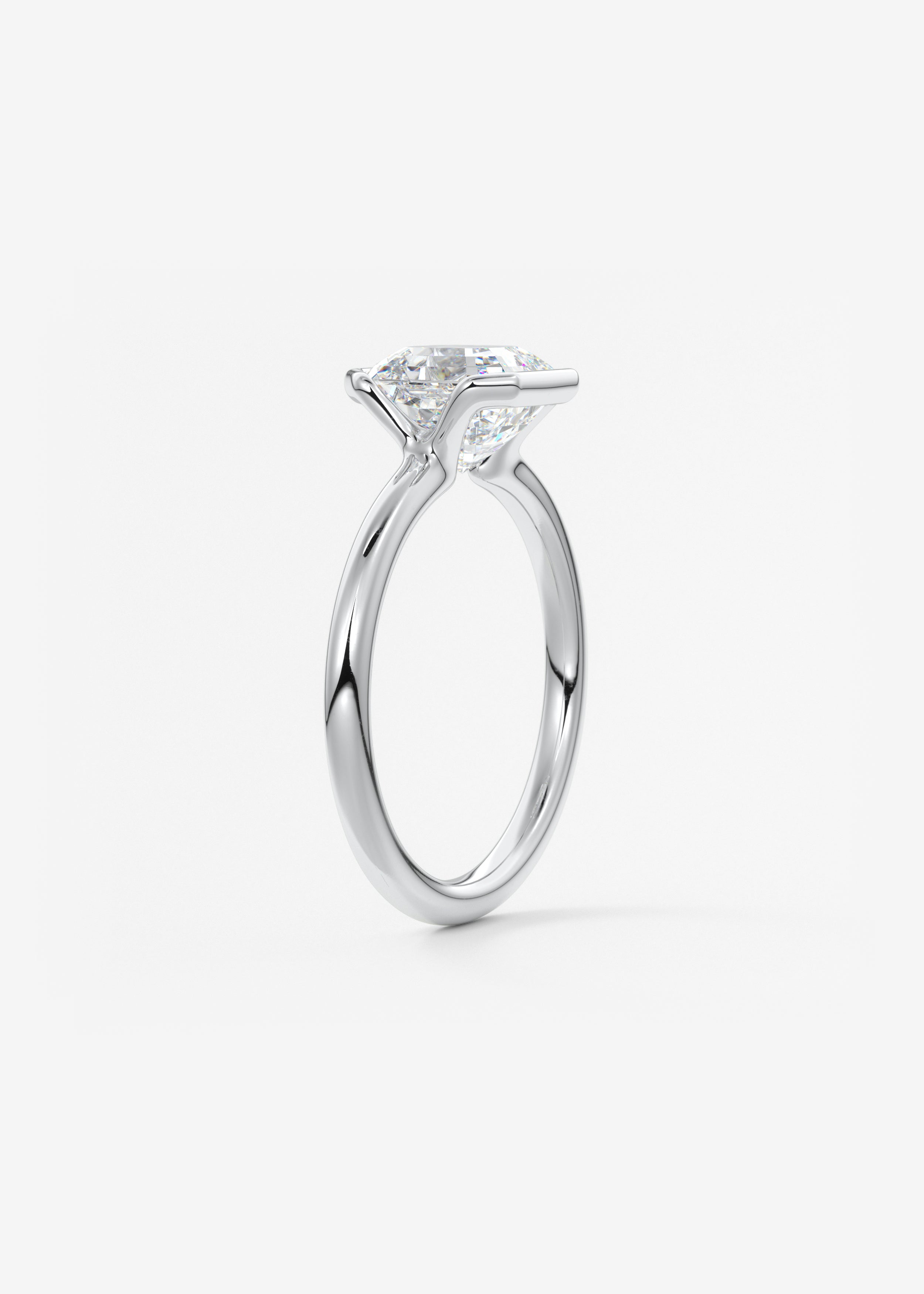 Asscher Half Bezel Lab Grown Diamond Engagement Ring