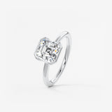Asscher Half Bezel Lab Grown Diamond Engagement Ring
