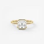 Asscher Half Bezel Lab Grown Diamond Engagement Ring