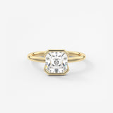 Asscher Half Bezel Lab Grown Diamond Engagement Ring