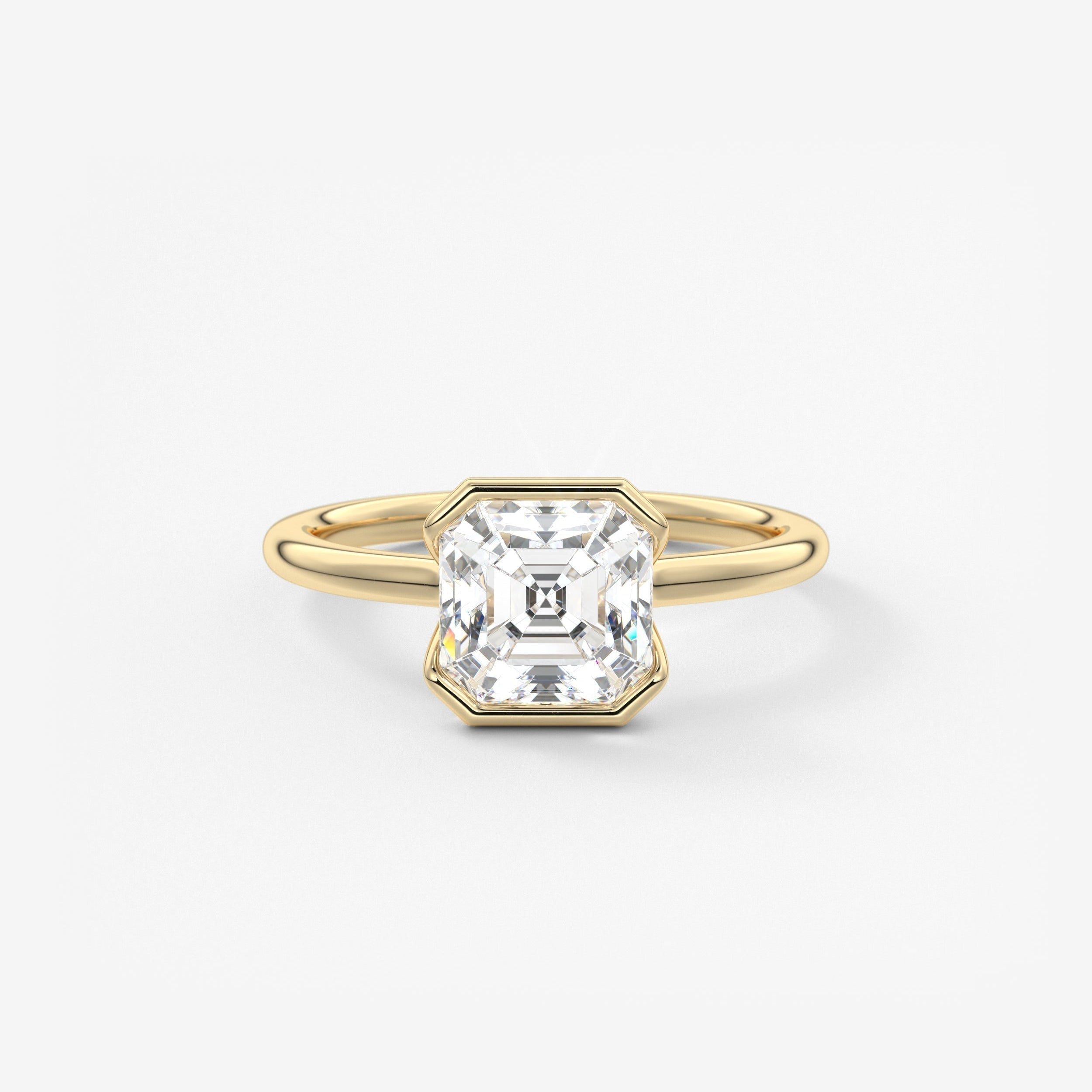 Asscher Half Bezel Lab Grown Diamond Engagement Ring