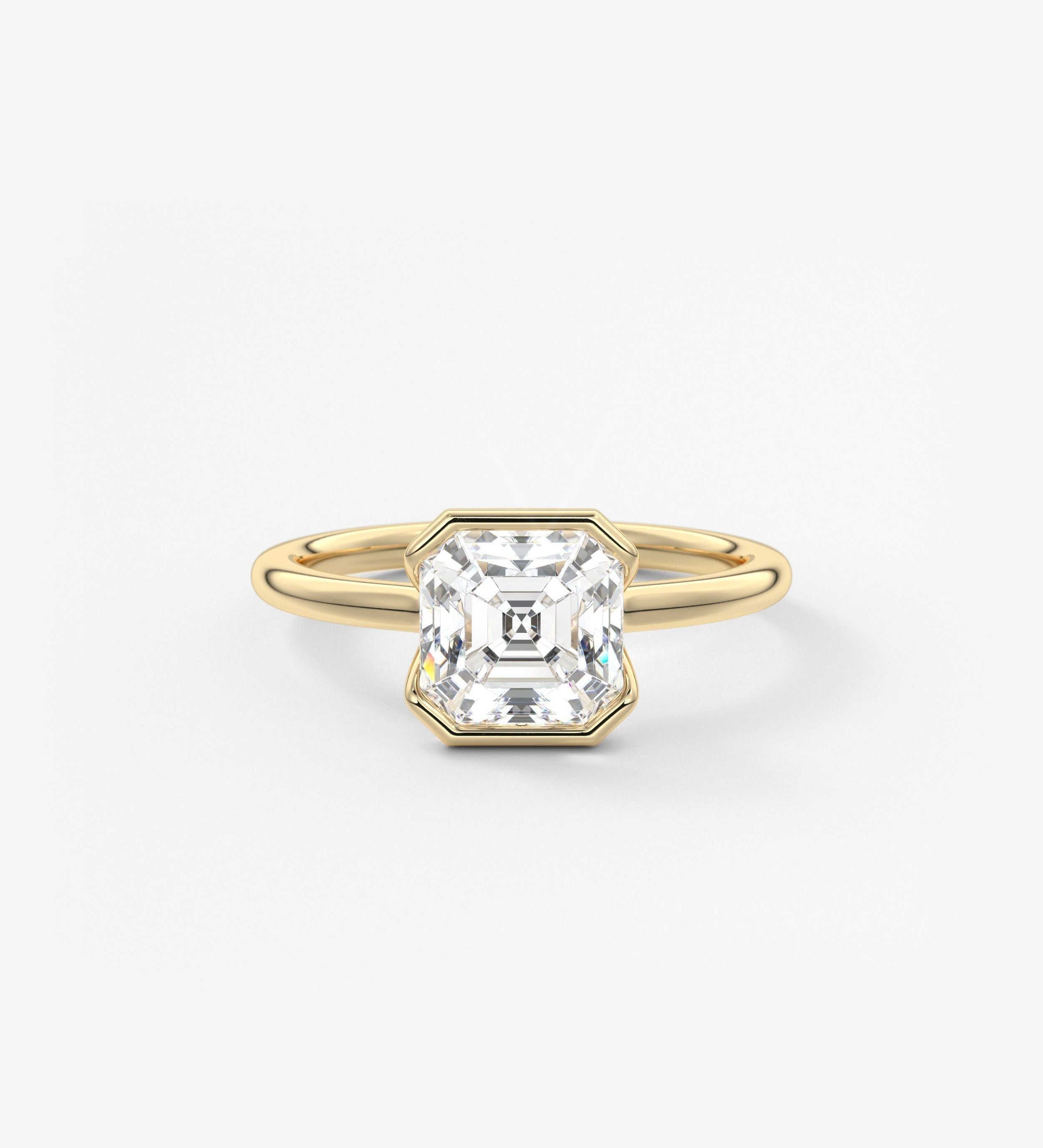 Asscher Half Bezel Lab Grown Diamond Engagement Ring