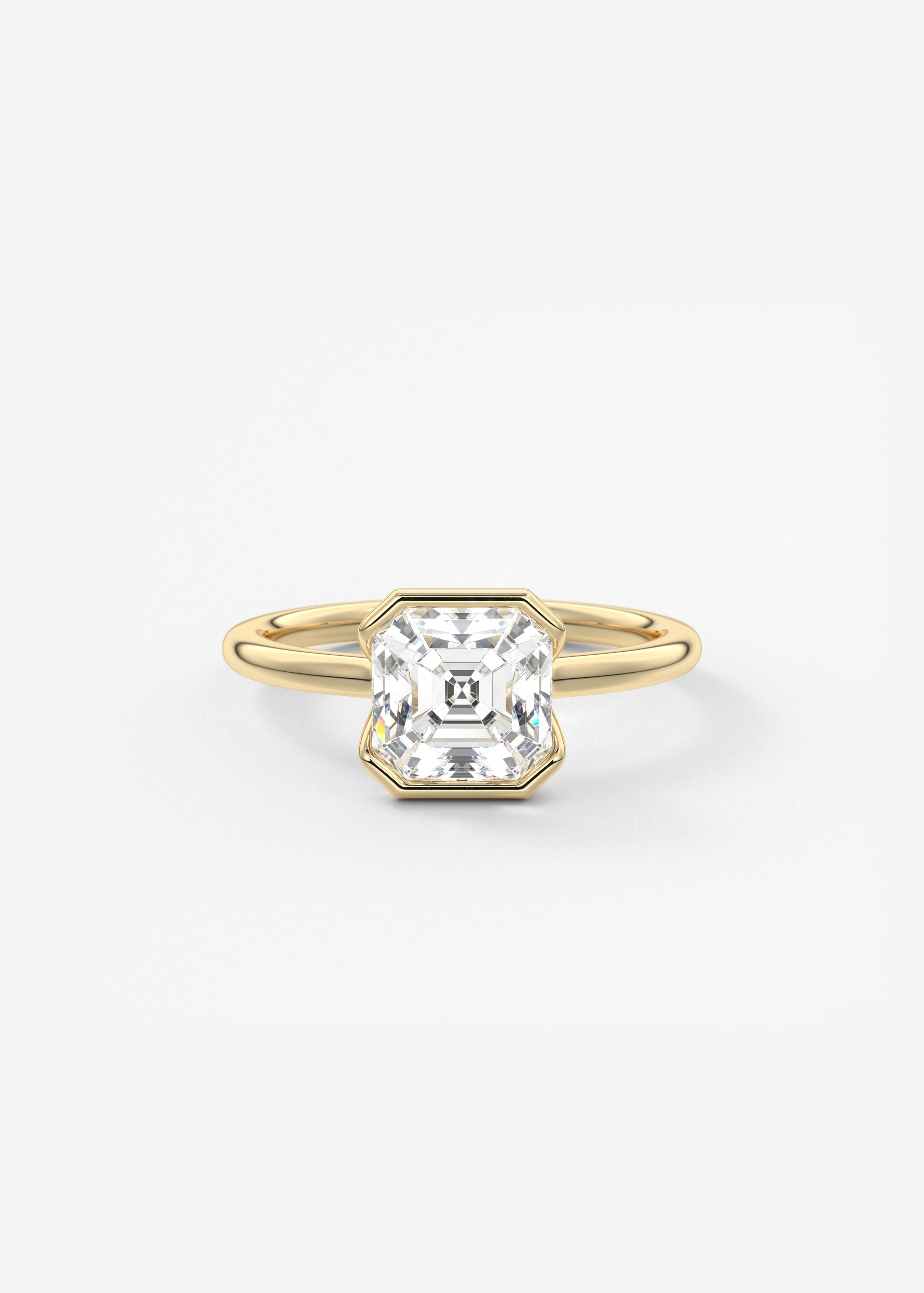 Asscher Half Bezel Lab Grown Diamond Engagement Ring