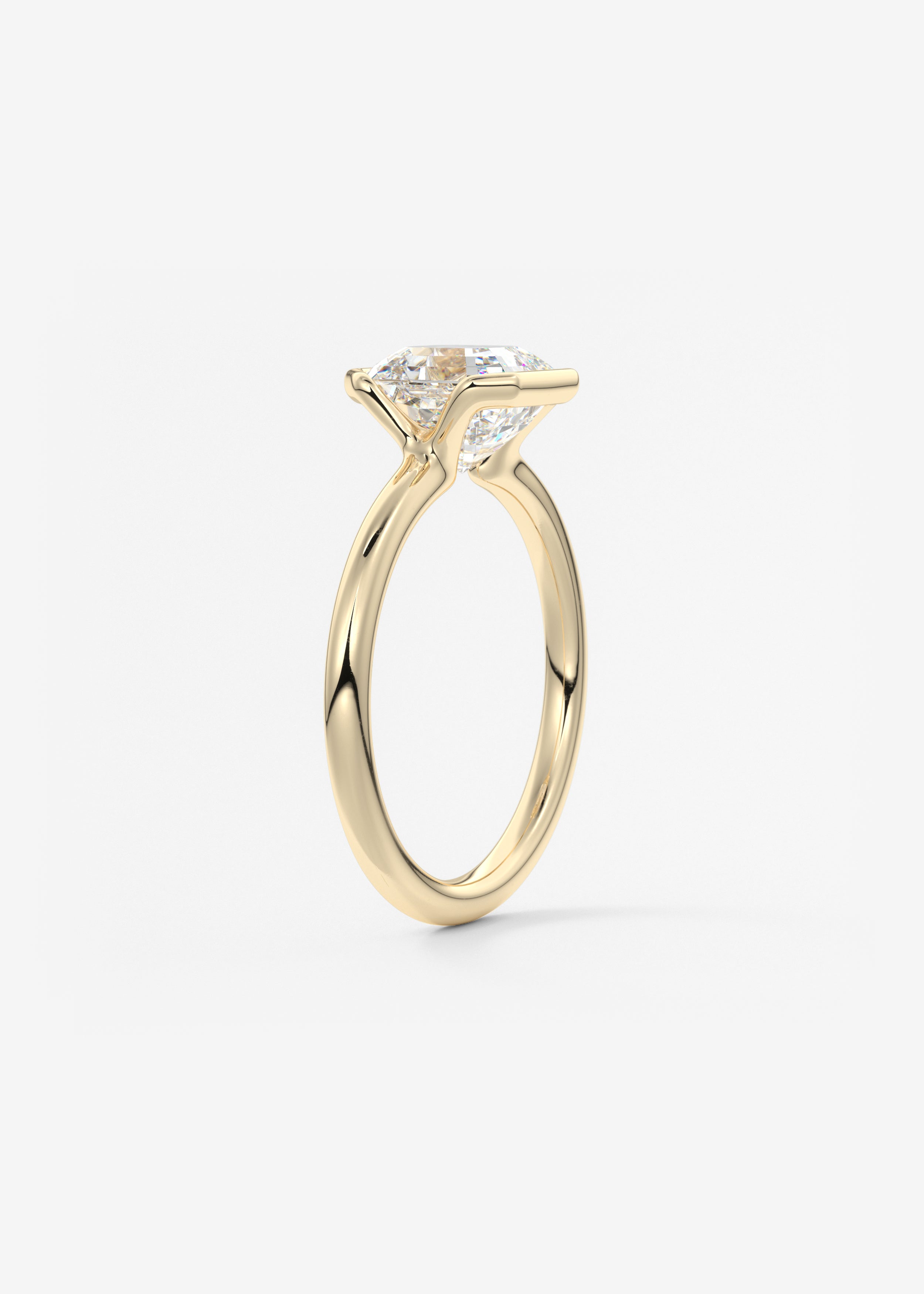 Asscher Half Bezel Lab Grown Diamond Engagement Ring