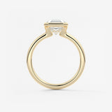 Asscher Half Bezel Lab Grown Diamond Engagement Ring