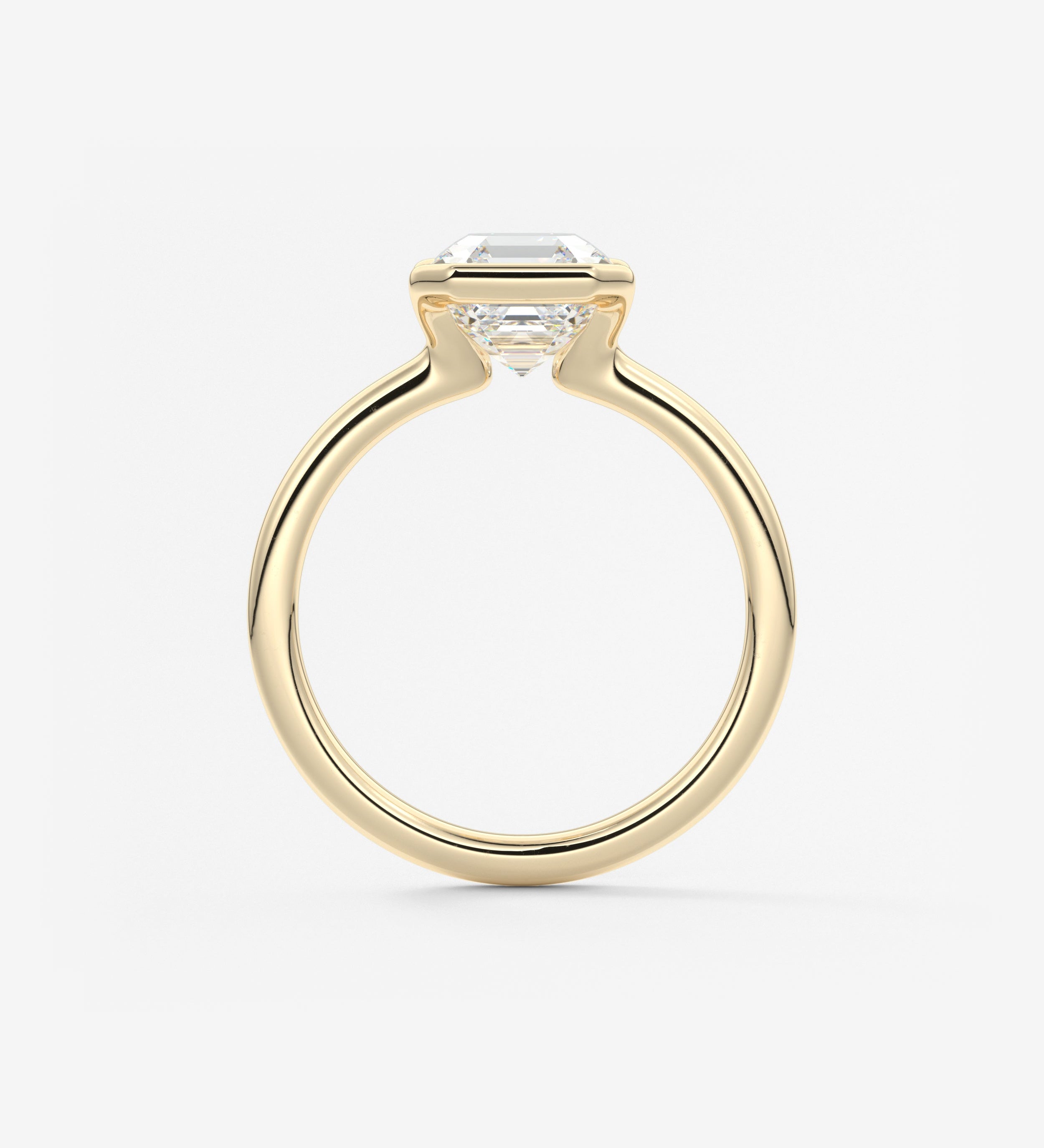 Asscher Half Bezel Lab Grown Diamond Engagement Ring