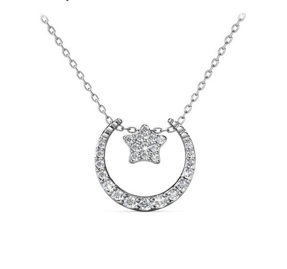 Round Cut Cubic Zirconia in 925 Sterling Silver Necklace 3