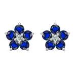 1.46 TCW Round Sapphire Lab Made Diamond- September Birthstone Earrings 5