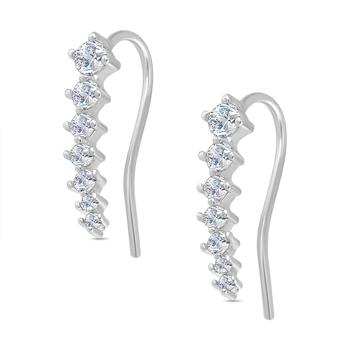 Round Cut Cubic Zirconia in 925 Sterling Silver Earrings 3