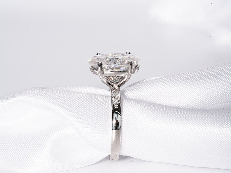 Classic 3.50 CT Oval Moissanite Engagement Ring with Cluster Design 3