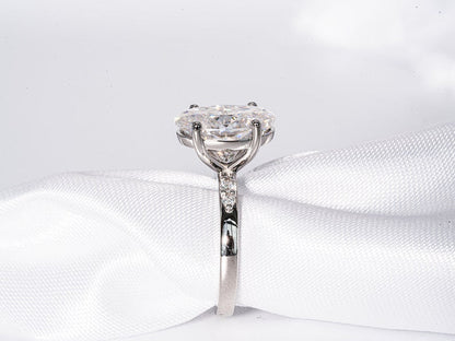 Classic 3.50 CT Oval Moissanite Engagement Ring with Cluster Design 3