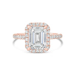 Stunning 3 CT Emerald Moissanite Engagement Ring with Pave and Halo Design 1