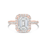 Stunning 3 CT Emerald Moissanite Engagement Ring with Pave and Halo Design 1