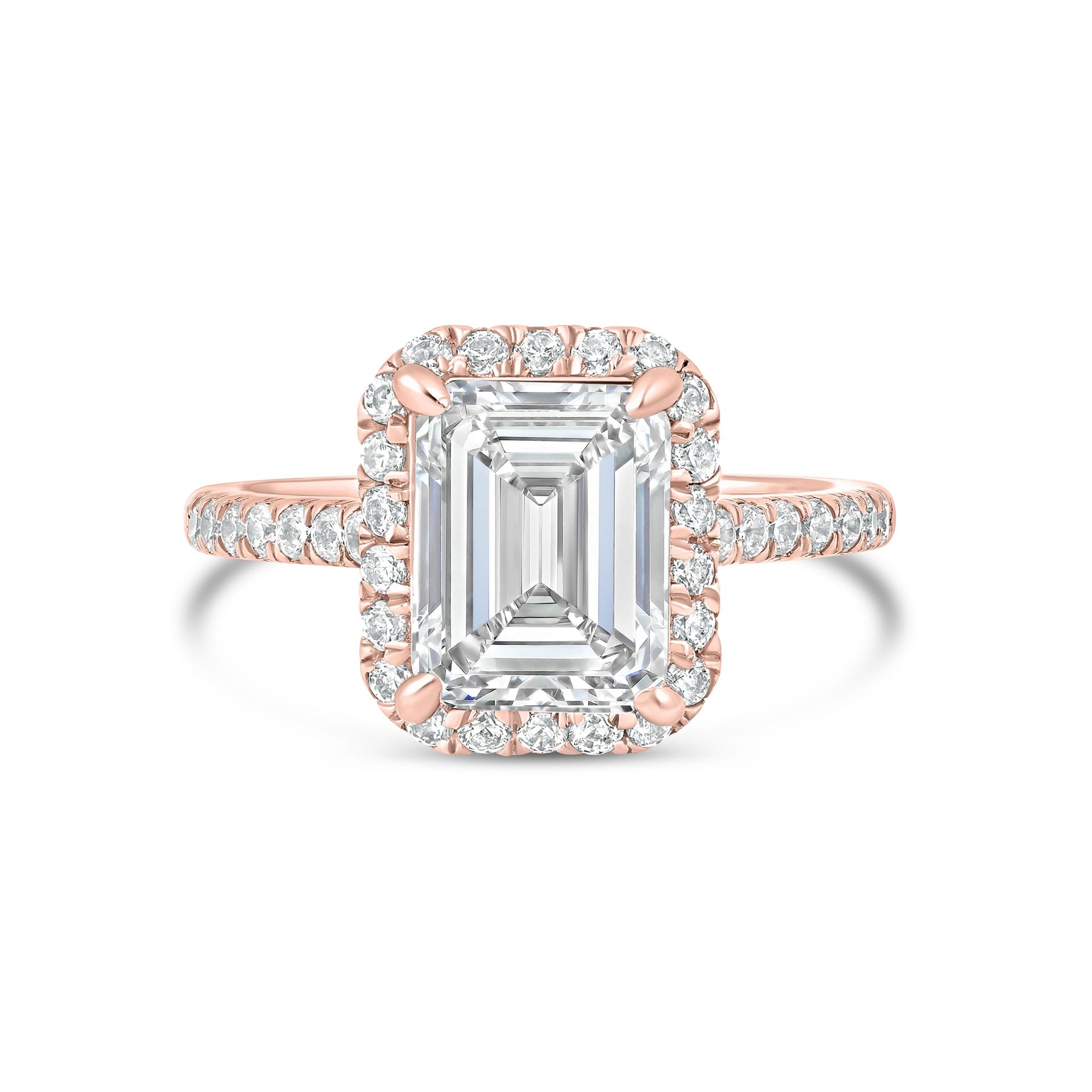 Stunning 3 CT Emerald Moissanite Engagement Ring with Pave and Halo Design 1