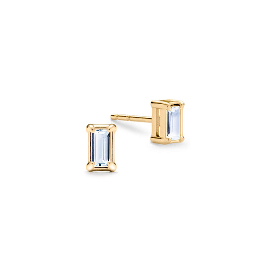 0.28 TCW Baguette Aquamarine Lab Made Diamond- March Birthstone Studs 1