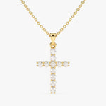 0.30 TCW Round Moissanite Diamond Cross Pendant Necklace in Solid Gold 1