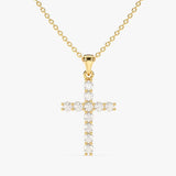 0.30 TCW Round Moissanite Diamond Cross Pendant Necklace in Solid Gold 1