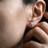 0.50 TCW Round & Pear Cut Moissanite Floral Stud Earrings in Gold 4