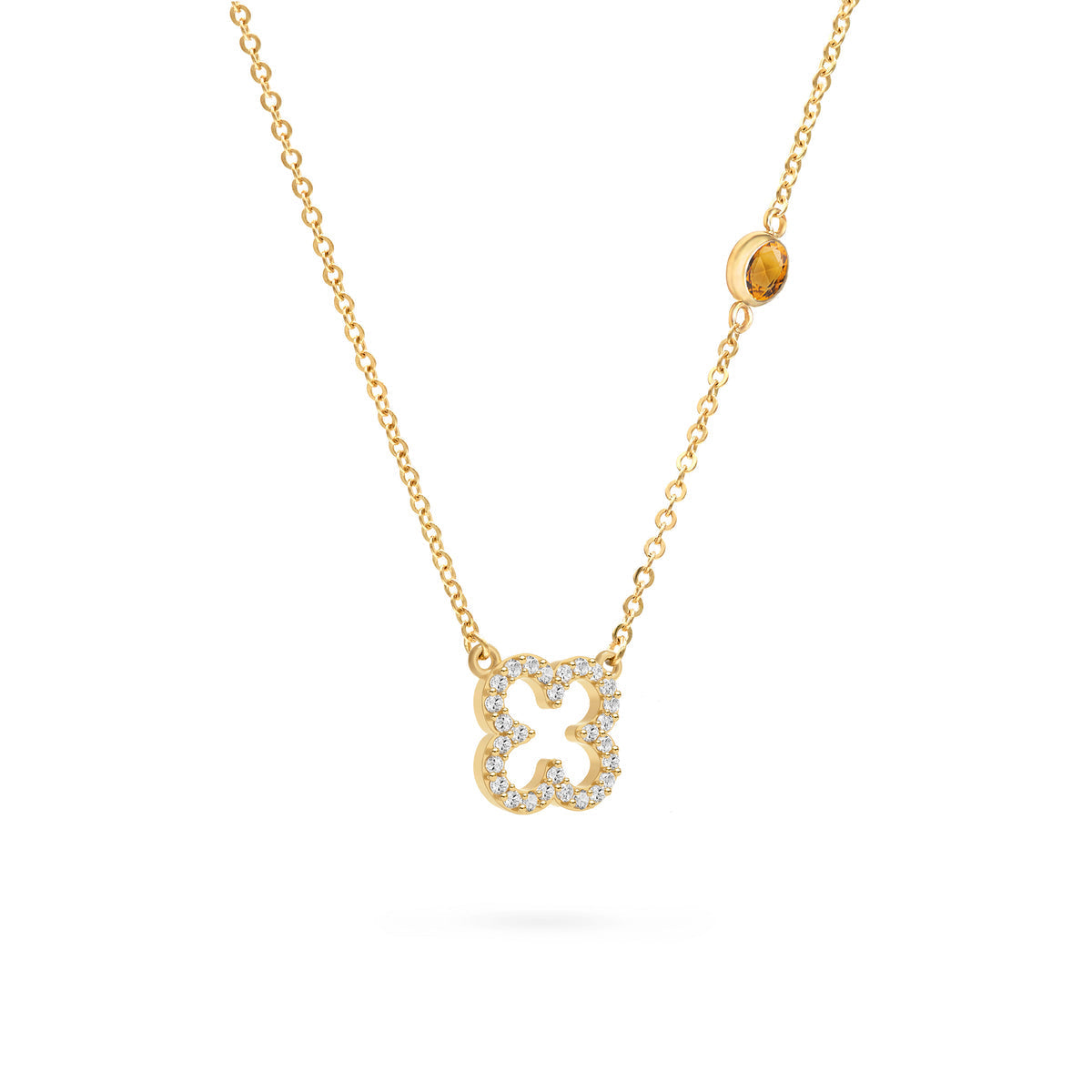 0.25 CT Round Citrine Lab Made Diamond- November Birthstone Necklace 4