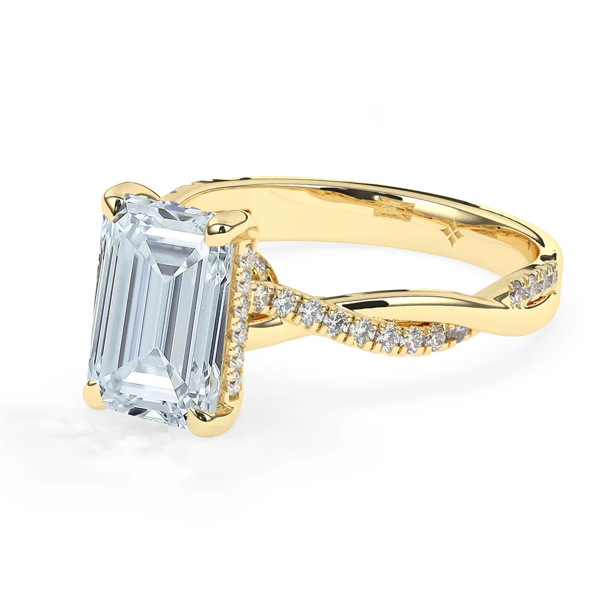 Stunning 3.0 CT Emerald Moissanite Engagement Ring with Hidden Halo & Twisted Pave Design 2