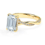 Stunning 3.0 CT Emerald Moissanite Engagement Ring with Hidden Halo & Twisted Pave Design 2