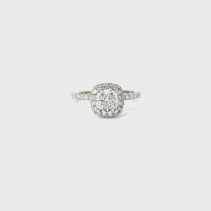 Stunning 1.51 CT Cushion Moissanite Engagement Ring with Halo & Pave Design