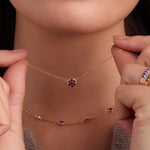 0.1 TCW Round Garnet Lab Made Diamond-January Birthstone Necklace 7