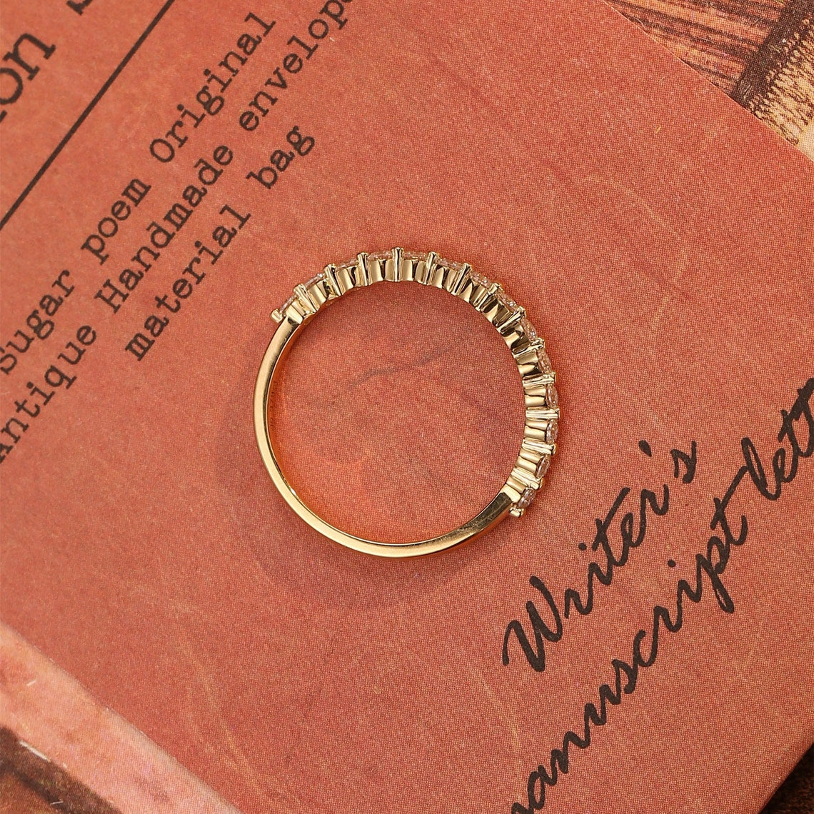 0.3 TCW Round Cut Moissanite Bridal Wedding Band With Half Eternity Style 8