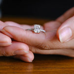 Stunning 1.0 - 2.0 CT Emerald Moissanite Engagement Ring With Hidden Halo & Pave Design 6