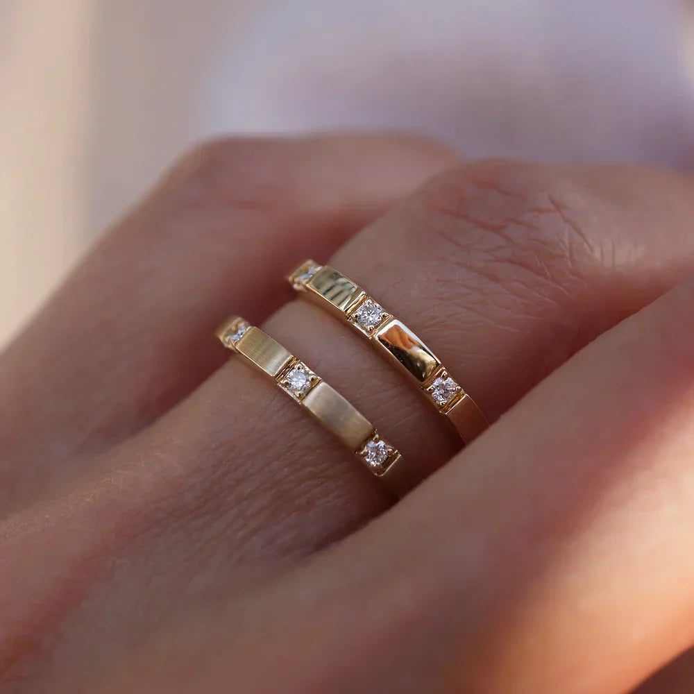 Stunning 0.2 TCW Round Moissanite Stones Dainty Wedding Bands 3