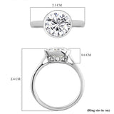 Round Cut Bezel Style Cubic Zirconia in 925 Sterling Silver Ring 6