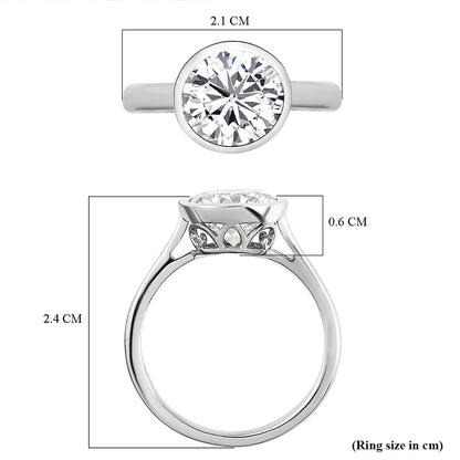 Round Cut Bezel Style Cubic Zirconia in 925 Sterling Silver Ring 6