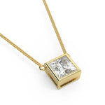 1.0 CT Princess Moissanite Diamond Solitaire Pendant Necklace in Solid Gold 2