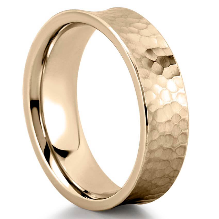Classic Hammered Wedding Band for Men's in Solid Gold 2