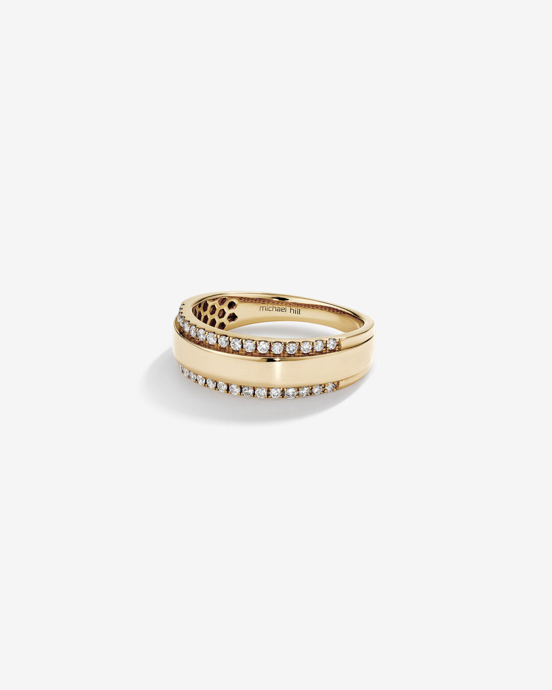 0.37 TCW Round Moissanite Two Row  Men's Wedding Band in Solid Gold 4