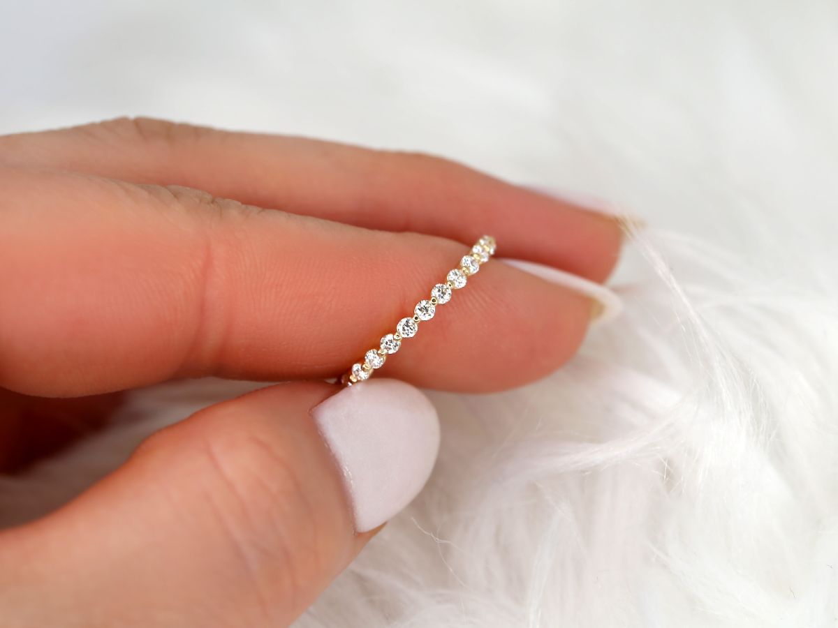 Stunning 0.35 TCW Round Moissanite Stones Half Eternity Wedding Bands 5