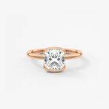 Cushion Half Bezel Lab Grown Diamond Engagement Ring