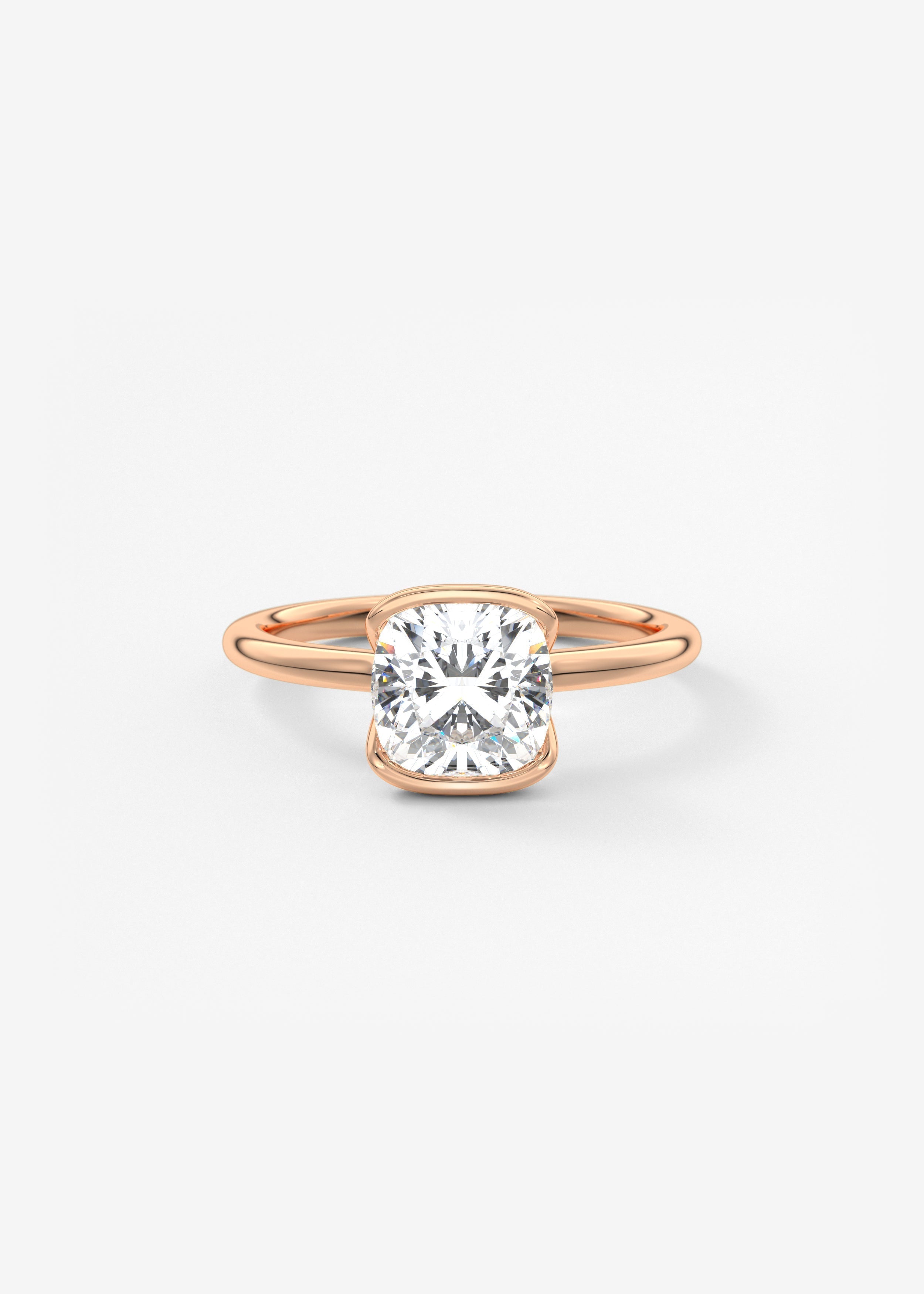 Cushion Half Bezel Lab Grown Diamond Engagement Ring