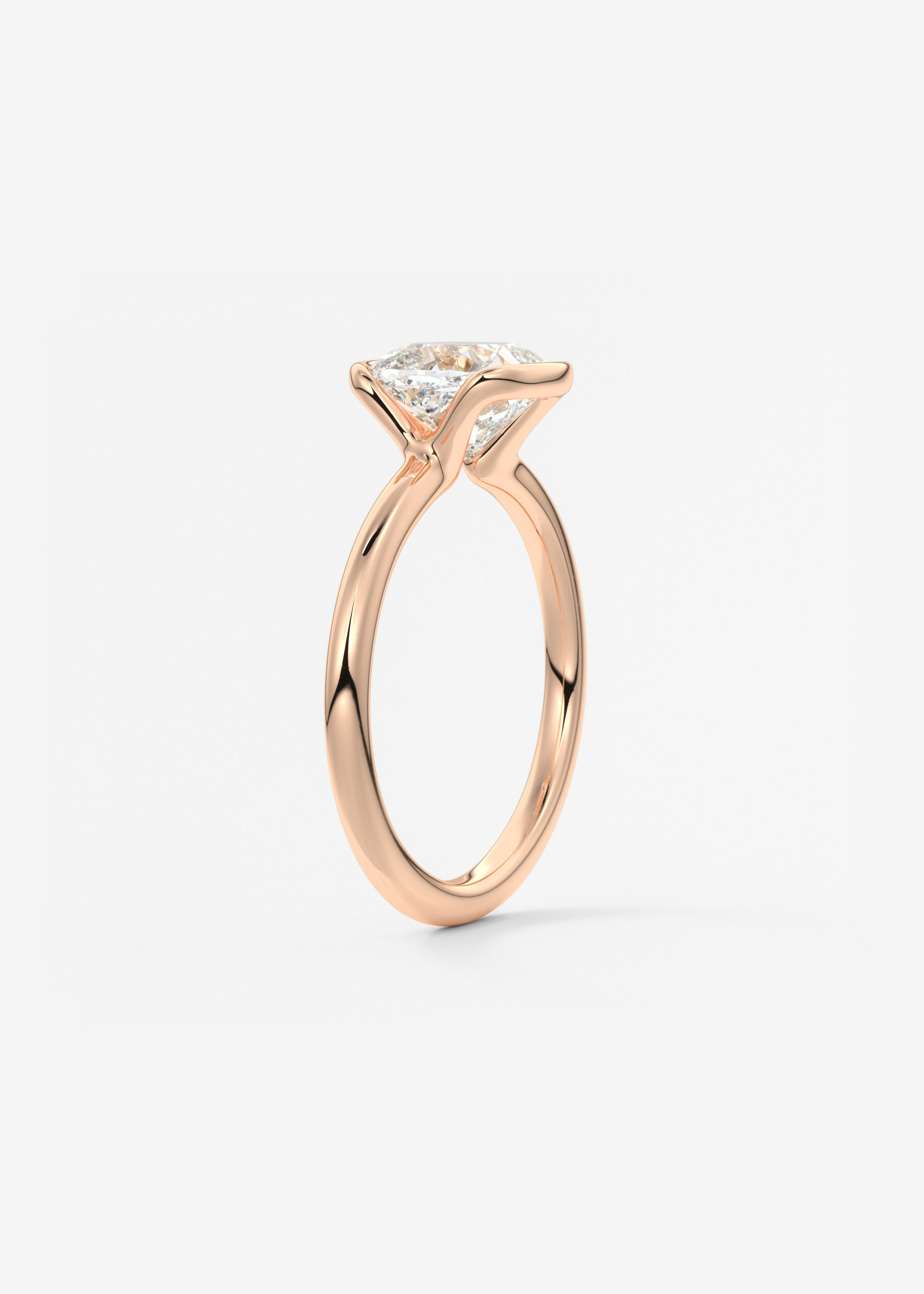 Cushion Half Bezel Lab Grown Diamond Engagement Ring