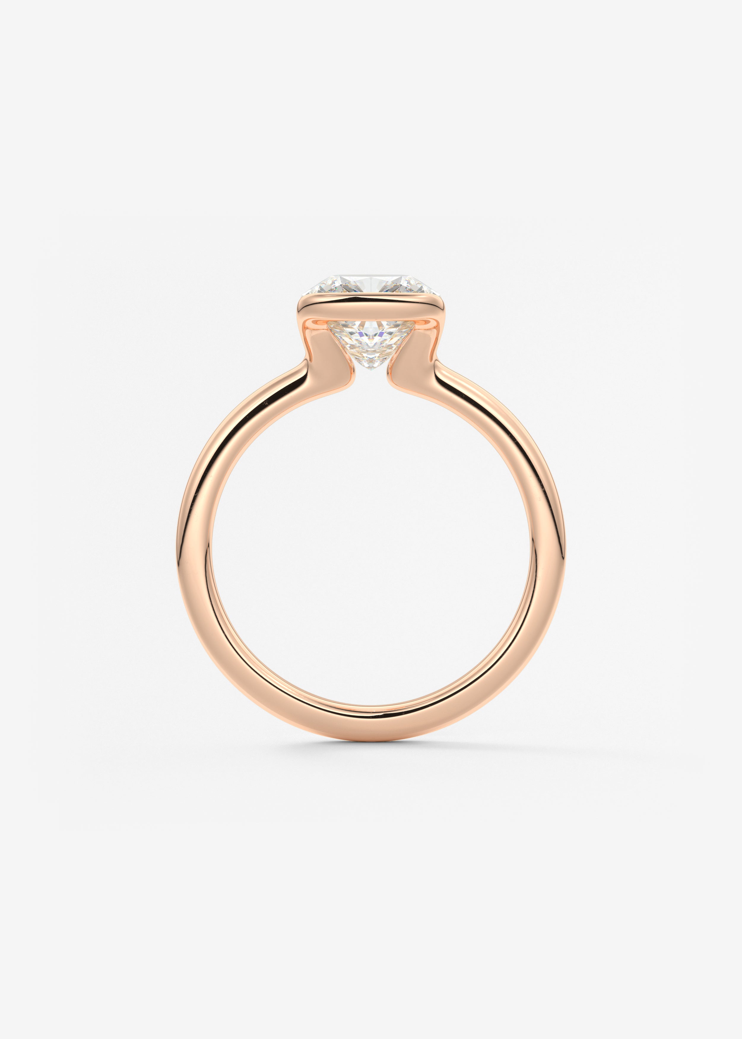 Cushion Half Bezel Lab Grown Diamond Engagement Ring